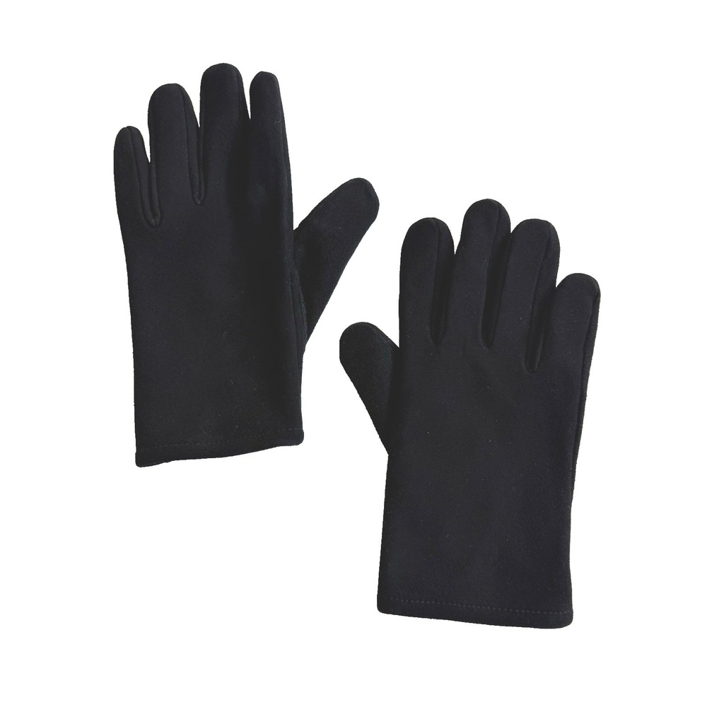 Lands End Deerskin Suede Leather Driving Gloves Mens L Warm Black Fleece Lining